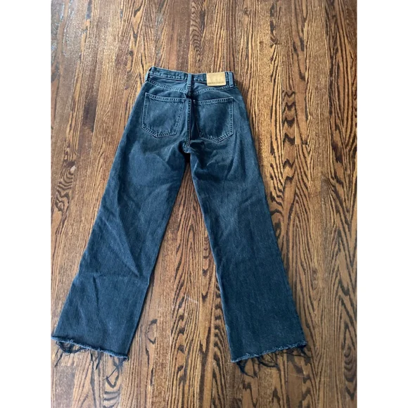 Women's Denim Forum Black The Farrah High Rise Wide Leg Jeans Size 24 - Picture 6 of 12